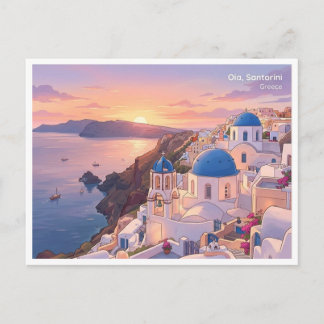 Oia Santorini Griechenland Sonnenuntergang Reise P Postkarte