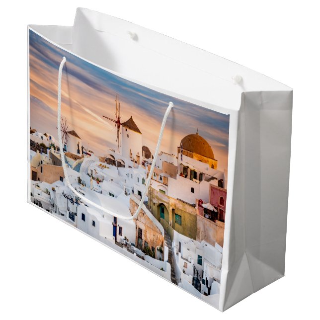 Oia Santorini Große Geschenktüte (Vorderseite Schrägansicht)