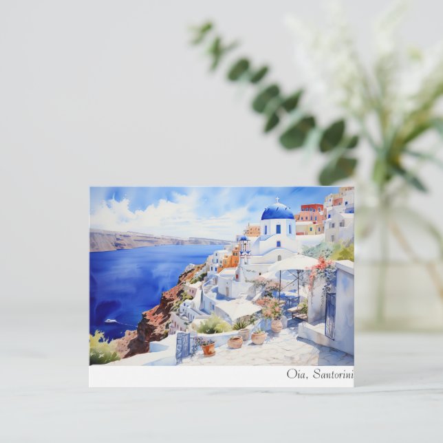 Oia Santorini Postkarte (Stehend Vorderseite)