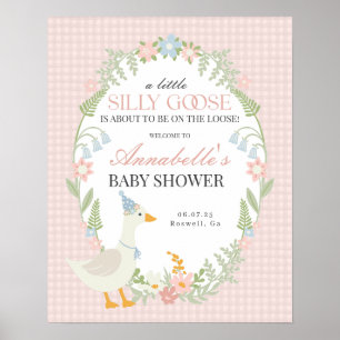 Oie blanche rose En vichy Affiche de bienvenue Bab