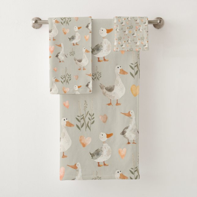 Oie d'aquarelle mignonne - Serviette (En situation)