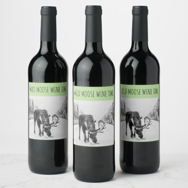 Oie Sauvage Dans La Neige Vin Temps Vin Étiquettes (Bouteilles)
