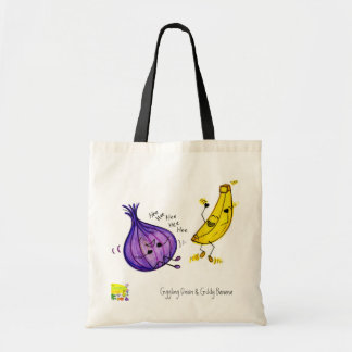 Oignon riant nerveusement et sac étourdi de banane