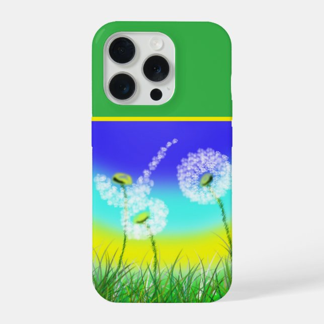 Oil Painted Dandelion Weed Clock, iPhone 15 Pro Hülle (Rückseite)