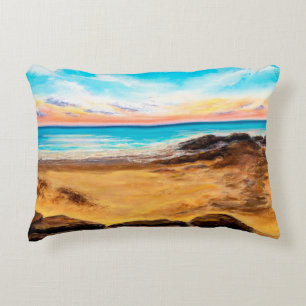 oil painting of beautiful golden sunset over ocea dekokissen