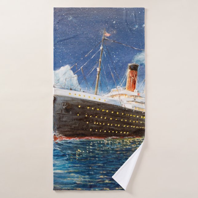  oil painting of Titanic and iceberg in ocean at n Badehandtuch (Badehandtuch)