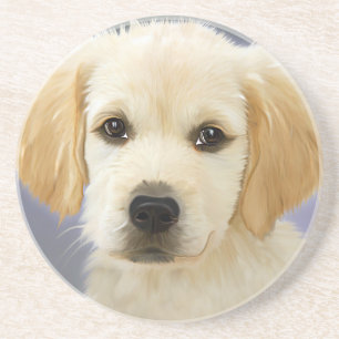 Oil Painting Portrait Of Labrador Retriever Puppy Sandstein Untersetzer