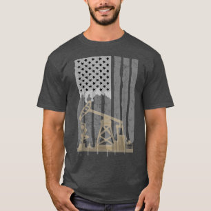 Oil Rig American Day USA Flag Militär Worker Oilf T-Shirt