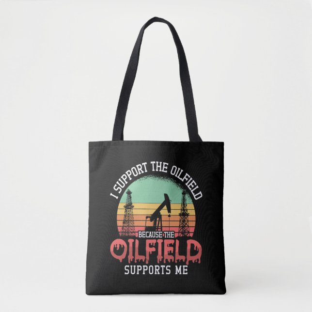 Oilfield Worker I unterstützt das Retro-Programm f Tasche (Vorderseite)