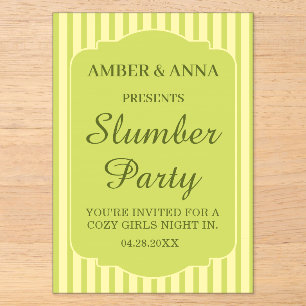 OILIVE VERT INVITATION PERSONNALISÉE PYJAMA PARTY