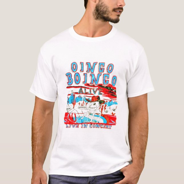 Oingo Boingo Live in Concert 80er Jahre White T -  T-Shirt (Vorderseite)