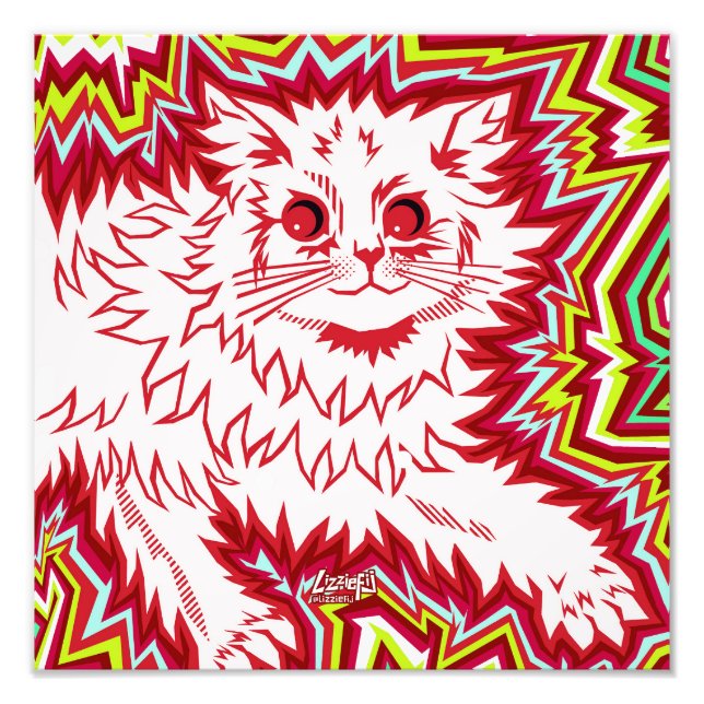 Oingo Boingo Psychedelic Cat Print (Variationen) Fotodruck (Vorne)