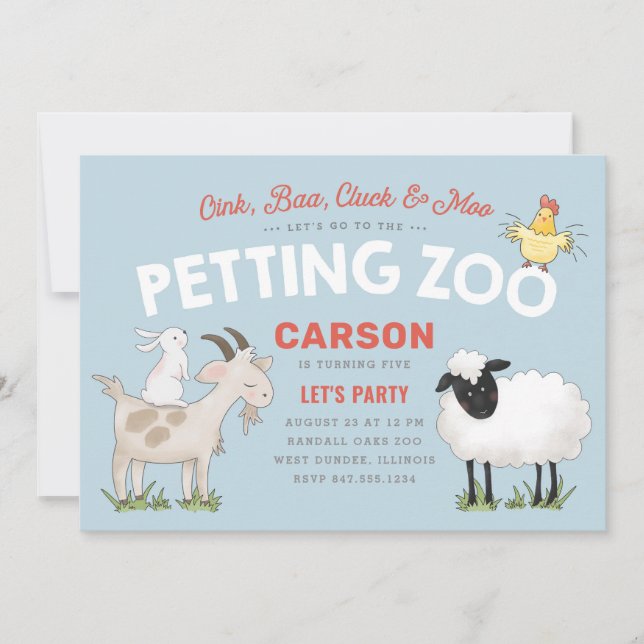Oink Baa Cluck Moo Invitation d'anniversaire pour  (Devant)