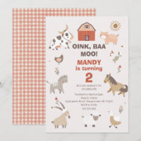 Oink Baa Moo Agritourisme Invitation Anniversaire