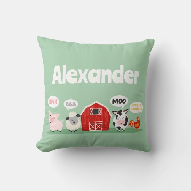 Oink Baa Moo Farm Tier Niedlich Personalisiert Kissen (Vorderseite)