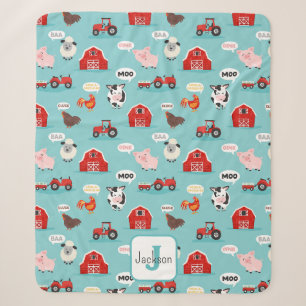 Oink Baa Moo Farm Tier Niedliche Kinder Sherpadecke