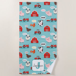 Oink Baa Moo Farm Tier Niedliche Kinder Strandtuch