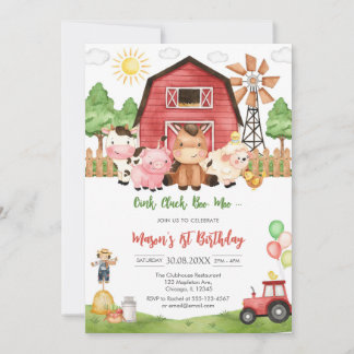 Oink Baa Quack Moo Farm Animals Birthday Einladung