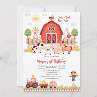 Oink Baa Quack Moo Farm Animals Birthday Einladung