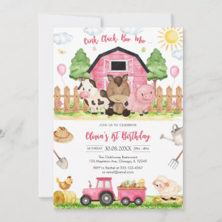 Oink Baa Quack Moo Farm Animals Birthday Einladung