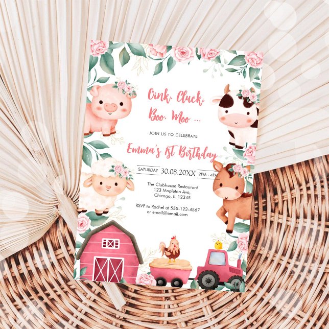 Oink Baa Quack Moo Farm Animals Birthday Einladung (Von Creator hochgeladen)