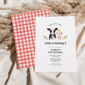 Oink Cluck Moo Niedliche Landtiere Geburtstag Einladung