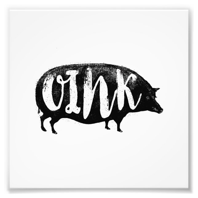OINK Funny Vintag Pig Fotodruck (Vorne)
