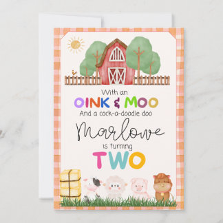 Oink & Moo Cute Farm Animal Invitation Anniversair
