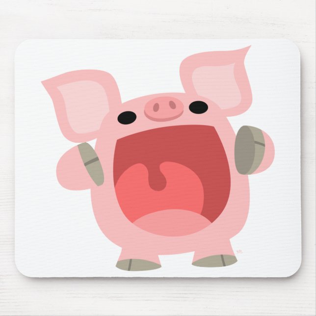"OINK!!!" Niedliches Cartoon-Schwein Mousepad (Vorne)