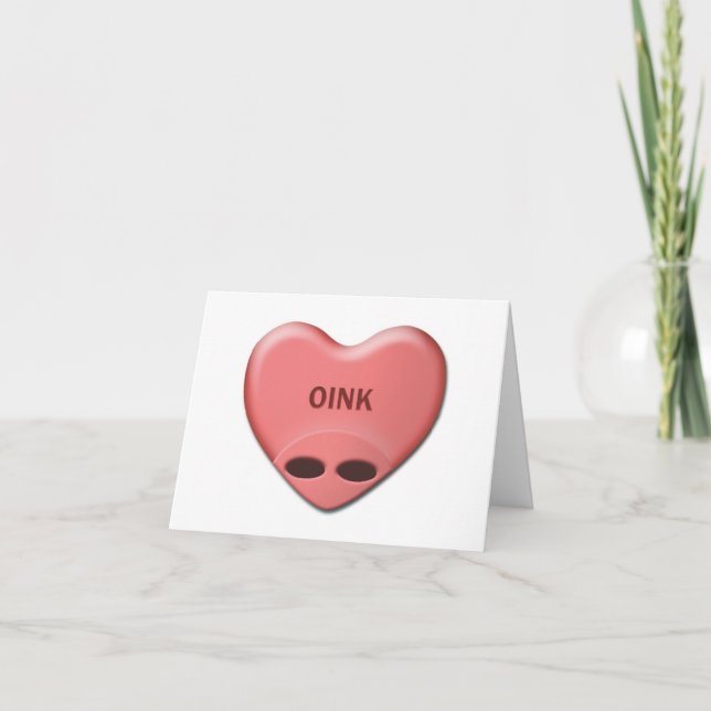 "OINK" Valentinsgruß-Karte Feiertagskarte (Vorderseite)