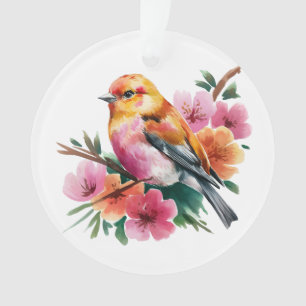 Oiseau à Fleur Rose