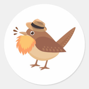 Oiseau à oreilles avec Stickers à barbe orange