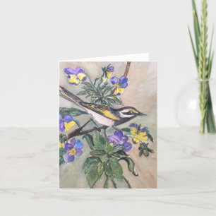 Oiseau avec pansies carte pour notes