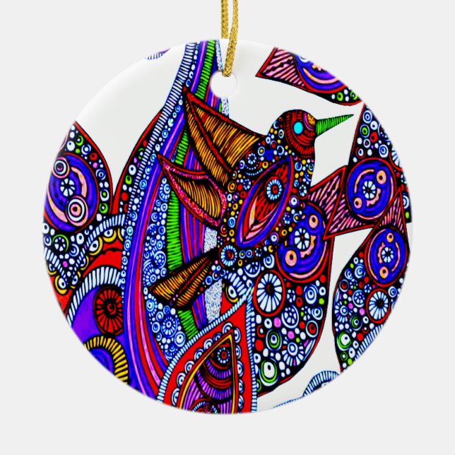 Oiseau Bleu Du Paradis Ornement Blanc (Devant)