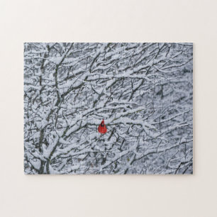 Oiseau cardinal rouge dans le Puzzle d'art hiverna