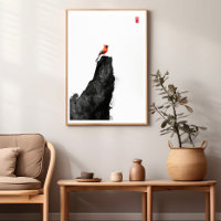 Oiseau cardinal rouge - Poster de mur de lavage d'