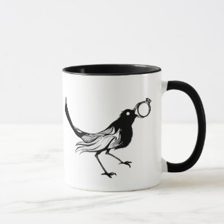 Oiseau de blanc de noir de tasse de café