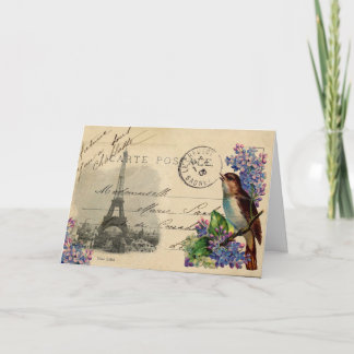 Oiseau de carte postale de Paris sur la carte de