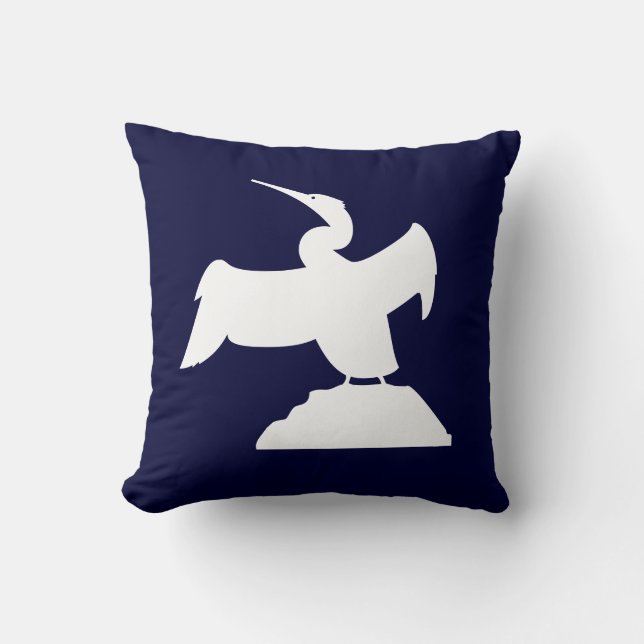 OISEAU DE MER. BLANC sur coussin bleu (Recto)