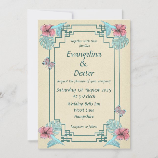 Oiseau de mer et Hibiscus - Faire-part de mariage (Devant)