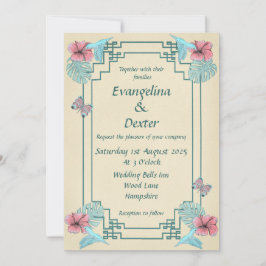 Oiseau de mer et Hibiscus - Faire-part de mariage