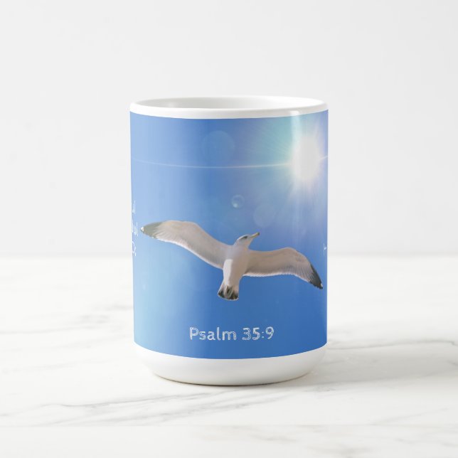 Oiseau de mer Psaume Bible Verse Beach Mug Cup (Centre)