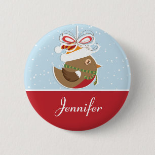 Oiseau de neige Noël Nom de la fête Badge   Mots c