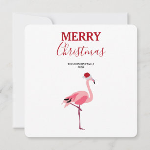 Oiseau de Noël rose Flamant rose avec carte de cha