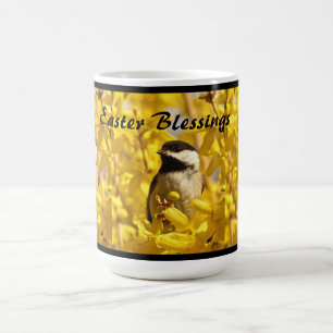 Oiseau de Pâques en Mug de Fleurs Jaunes
