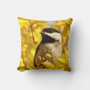 Oiseau de pousse en Forsythia Jaune Coussin