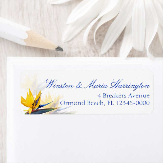 Oiseau du Paradis Étiquette de adresse Tropical Sk (En situation)