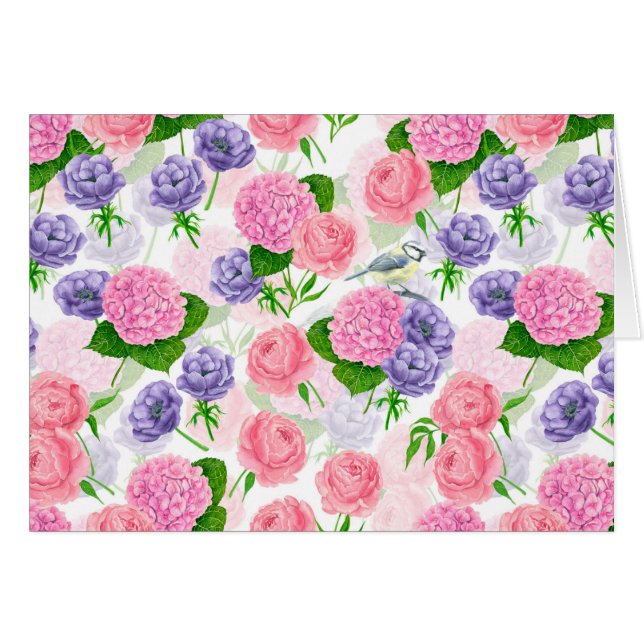 Oiseau et fleurs (Devant horizontal)
