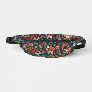 Oiseau et fleurs Perse Motif bleu rouge