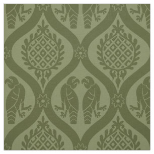 Oiseau et grenade, Tissu vert olive